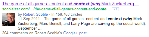 Google search with Google plus comments