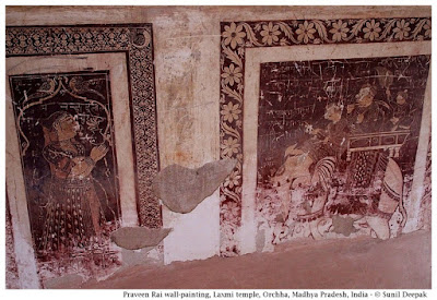 Parveen Rai wall-painting, Laxmi temple, Orchha, Madhya Pradesh, India - Images by Sunil Deepak