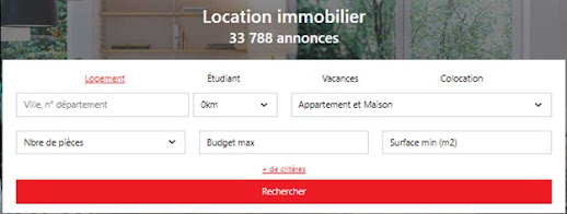 Le moteur de recherche de la sous-section Location