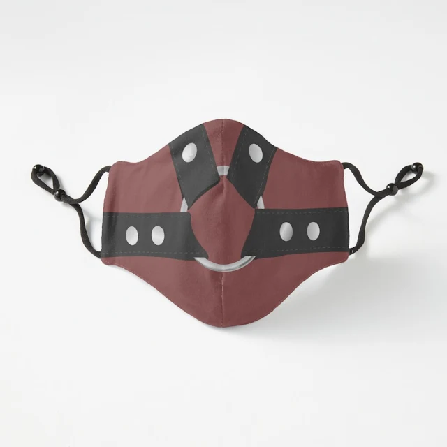 bdsm leather harness print face mask