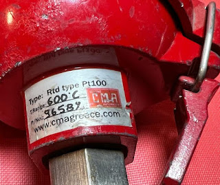 Thermocouple RTD  PT100 600c stem 14mm x200mm L x thread od 26.5mm x 600c PT100 CMA GREECE