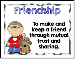 Teaching Friendship using Character traits lifeskills posters with a superhero theme