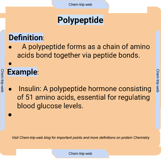 A polypeptide forms as a chain of amino acids bond together via peptide bondsInsulin: A polypeptide hormone consisting of 51 amino acids, essential for regulating blood glucose levels.