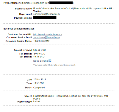 Payment proof from iPanelonline SG again