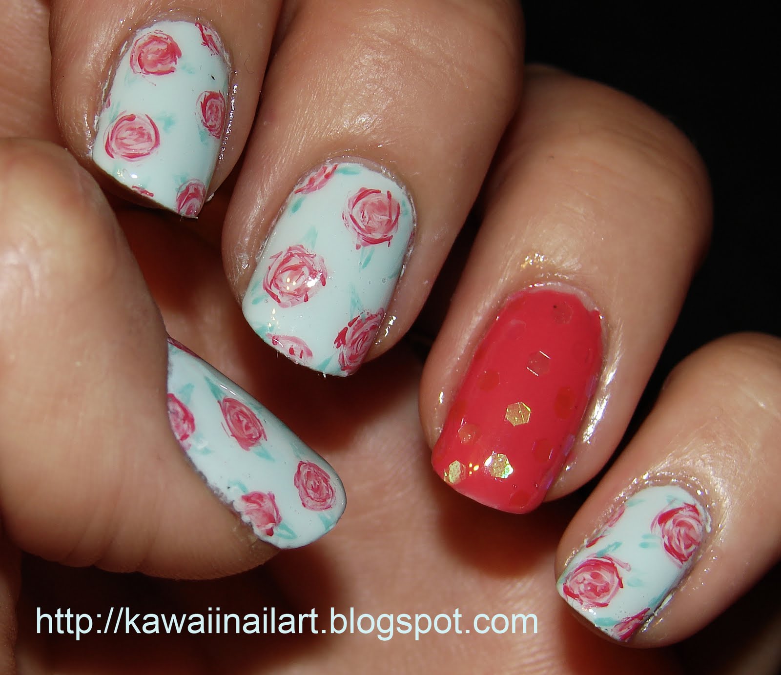 White & Pink Roses Nailart Design -My Birthday Nails - YouTube