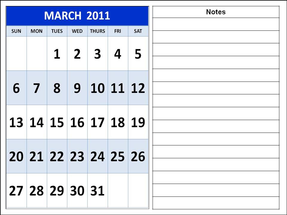 march 2011 calendar holidays