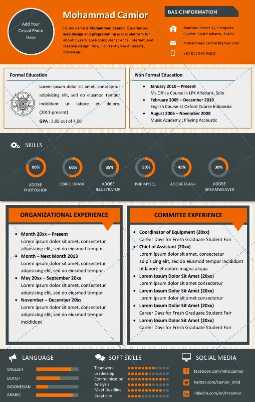 Desain CV Kreatif: Revolia - Contoh CV Fresh Graduate