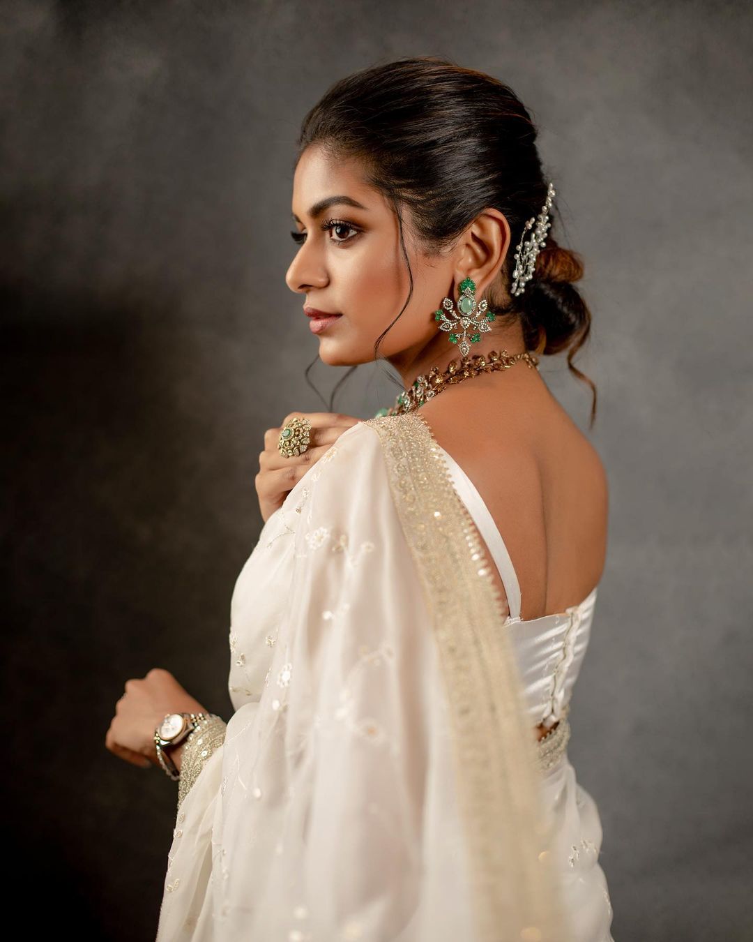 Actress Aditi Shankar Latest Photos in White Saree