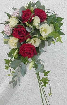 Simple wedding bouquet with red and white roses