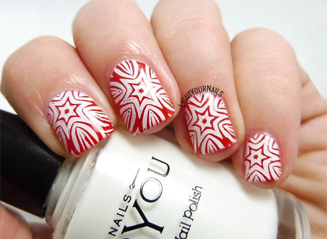 Christmas stars stamping nail art