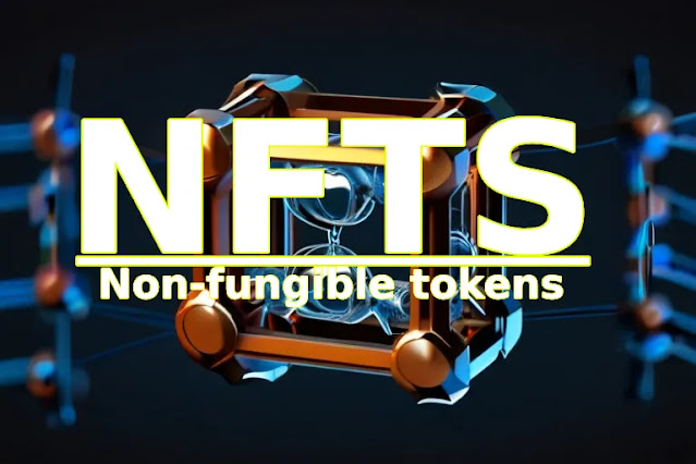 Digital artwork on blockchain representing Non-Fungible Tokens (NFTs)