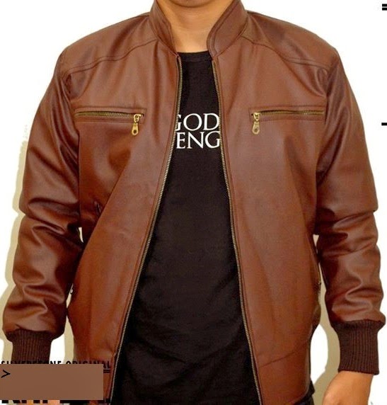  Jaket Kulit Sintetis Pria Warna Coklat Rib NamaBlog