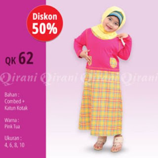 baju gamis anak qirani pink