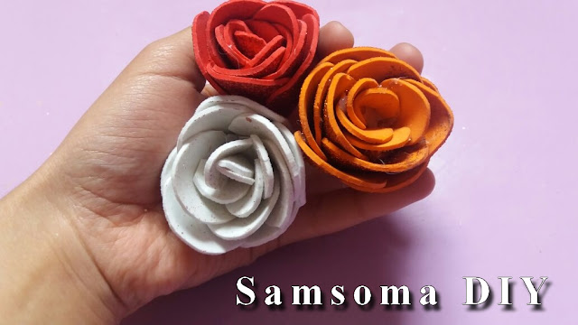 صنع ورد بالفوم . اعمال يدوية  .عمل وردة مجسمة بالفوم . DIY foam rose tutorial  . DIY  How to Make a Foam Rose . . عمل وردة من الفوم  . Foam Rose - DIY .. كيف تصنع وردة من الفوم . 