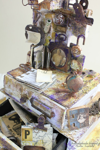 Mixed Media altered drawer by Phoebe Tonosaki