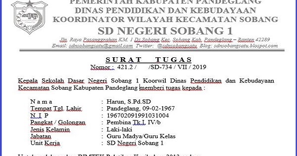 DOWNLOAD CONTOH SURAT TUGAS DAN SPPD BIMTEK PELATIHAN 