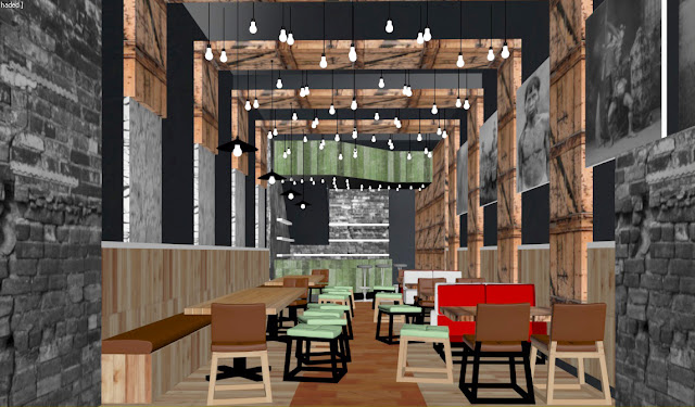 konsep desain cafe industrial