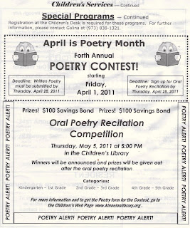 Kinnelon's 2011 Poetry Contest: April 28 Deadline