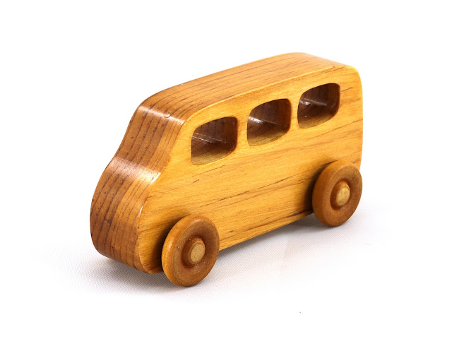 Wood Toy Car, MiniVan, Micro Bus, Handmade and Finished with Amber Shellac, from the Play Pal Collection,