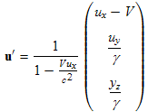 velocity of charge in frame 2 in terms of its velocity in frame 1