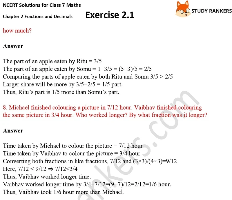 NCERT Solutions for Class 7 Maths Ch 2 Fractions and Decimals Exercise 2.1 4