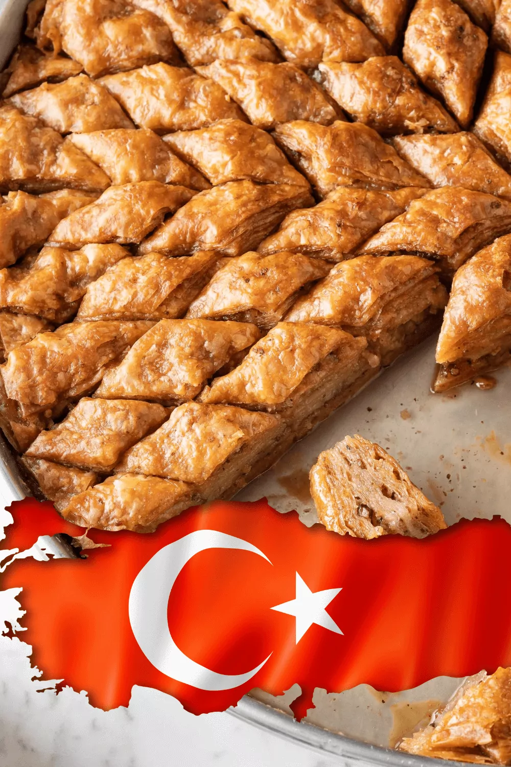 baklawa plateau with the flag of turkey