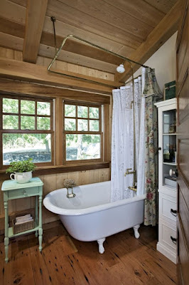 Wooden cottage small bathroom