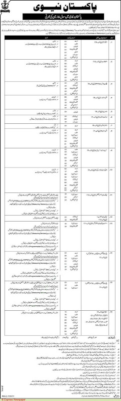 Jobs in Pakistan Navy at Islamabad & Karachi