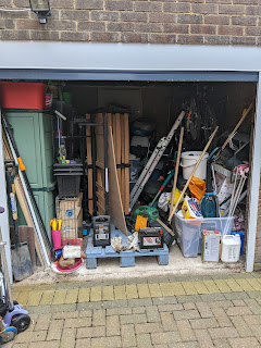 a very messy garage