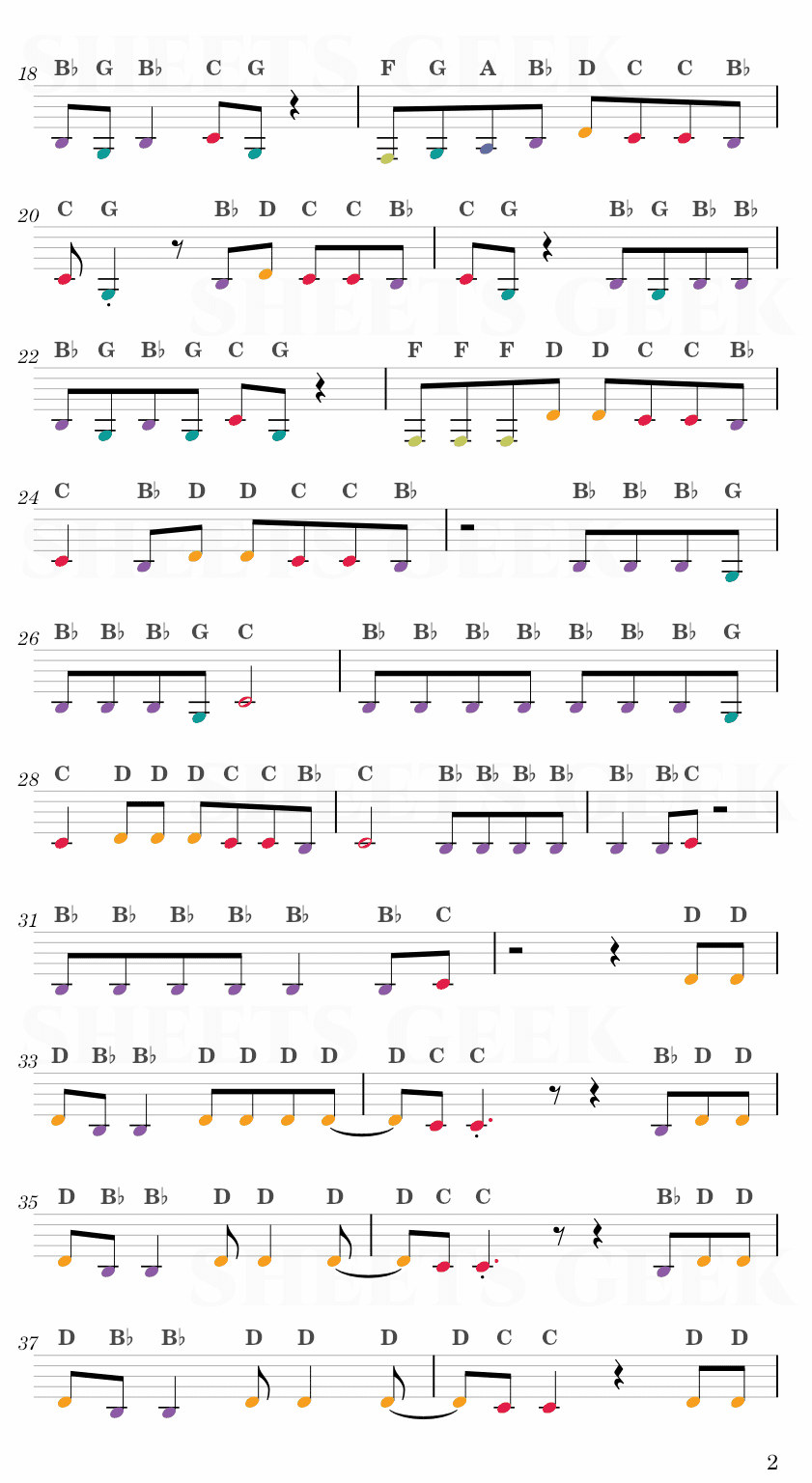 Mood - 24kGoldn ft. iann dior Easy Sheet Music Free for piano, keyboard, flute, violin, sax, cello page 2