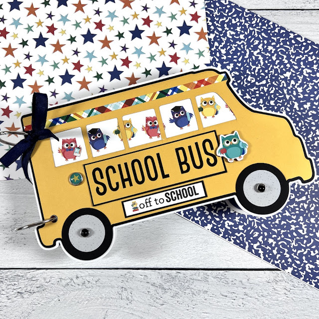 School bus shaped scrapbook album by Artsy Albums