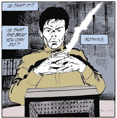 Grant Morrison from Animal Man #26: Grant Morrison at his computer saying, "Is that it? Is that the best you can do? Nothing?"