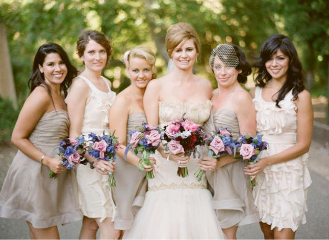 Different bridesmaid dresses same color