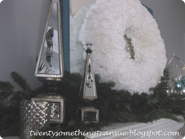 Blue and White Christmas Mantel 5