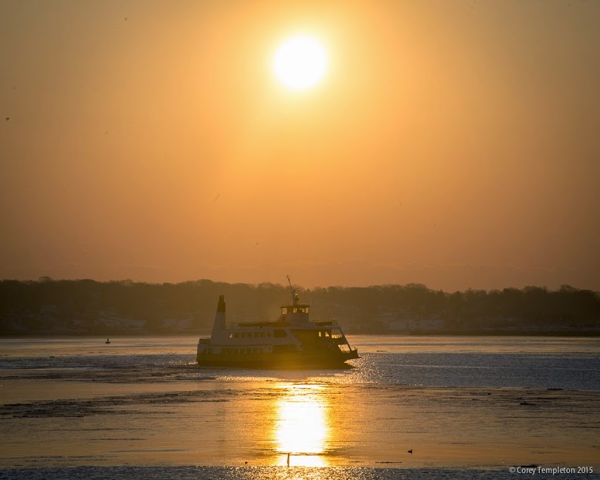 Portland, Maine March 2015 Casco Bay Lines ferry boat with sunrise photo by Corey Templeton