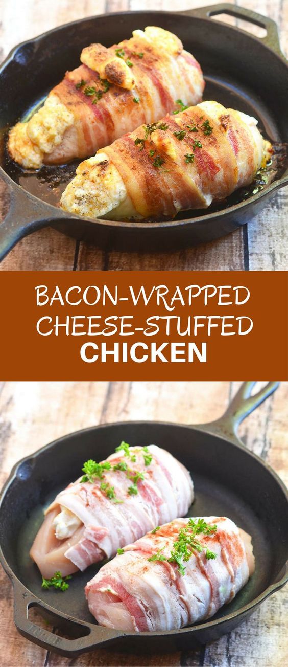 Bacon-Wrapped Cheese-Stuffed Chicken stuffed with cream cheese and wrapped in smoky bacon. Super easy to make for everyday dinner yet fancy enough for company.