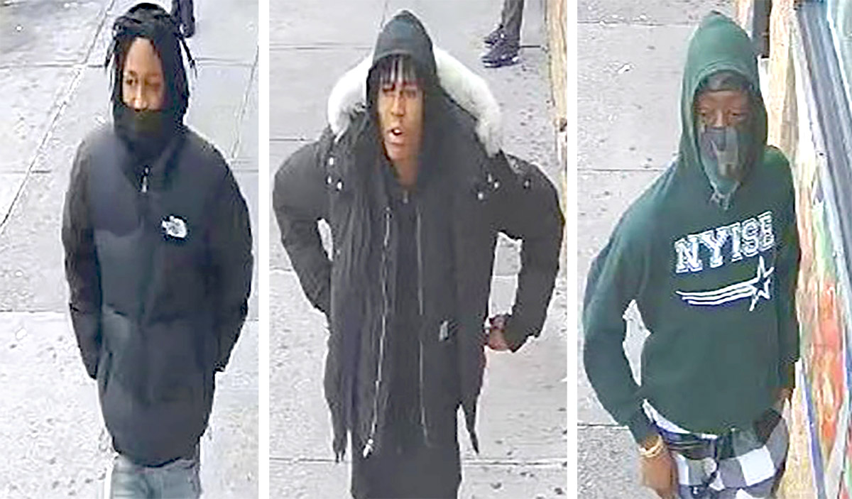 The NYPD is searching for a group of muggers who robbed two youngsters. One teen was robbed at knife point and another child was beaten. -Photo by NYPD