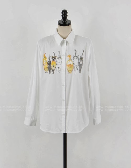 Cats Print Button-Down Shirt