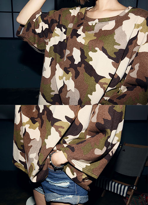 Long Sleeved Loose Fit Camouflage Tee