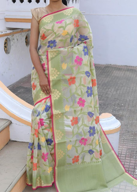 Koramuslin saree