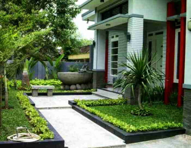 Desain Taman Rumah Minimalis Modern samping rumah