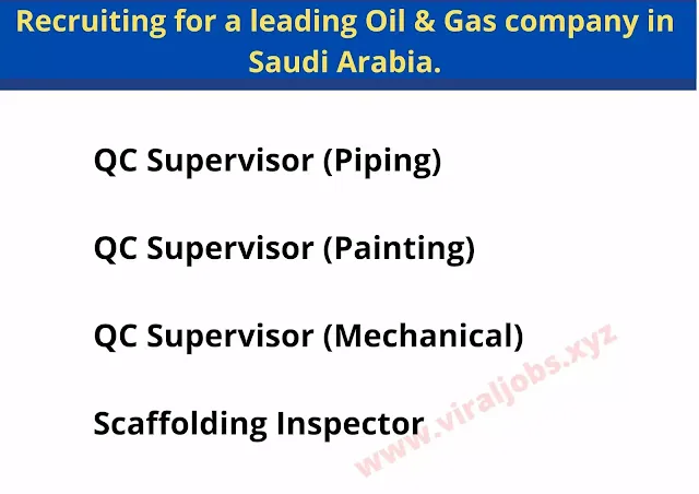 Recruiting for a leading Oil & Gas company in Saudi Arabia.