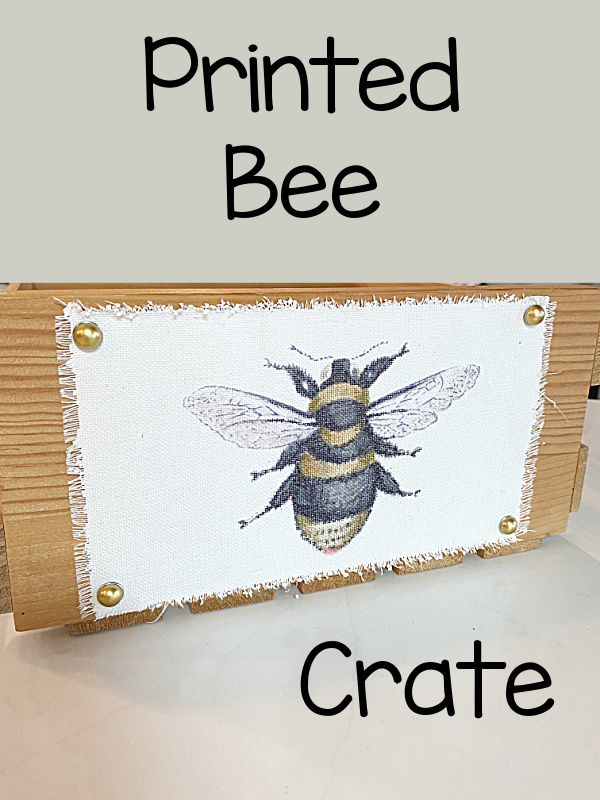 printed bee design on crate with overlay