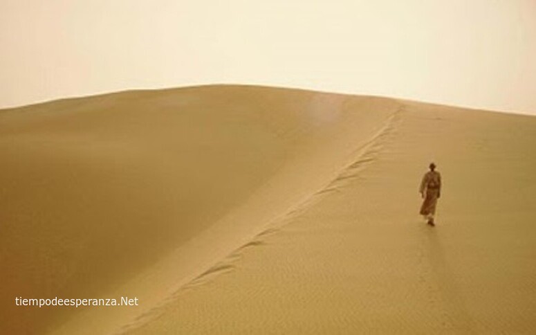 Hombre caminando en la arena