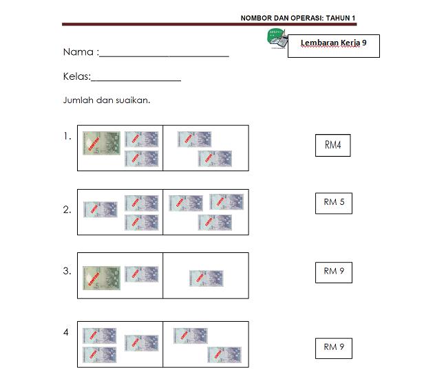 Soalan Matematik Wang Tahun 1 - Kecemasan x