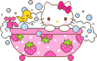 hello kitty bubble bath pixel art