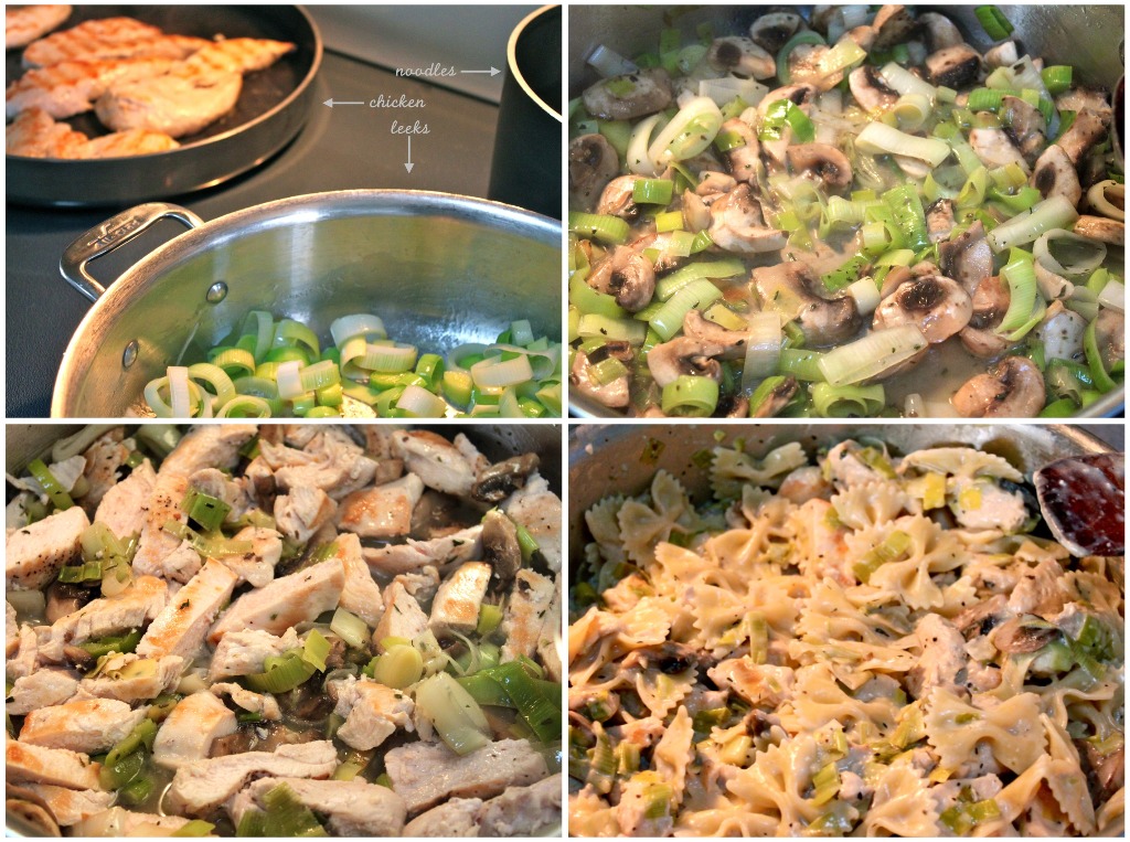 my nutritious dish: creamed chicken, mushroom and leek pasta