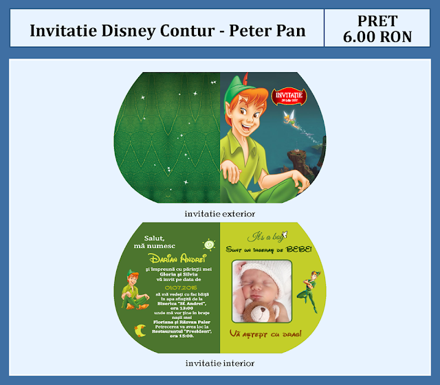 invitatii botez contur Peter Pan