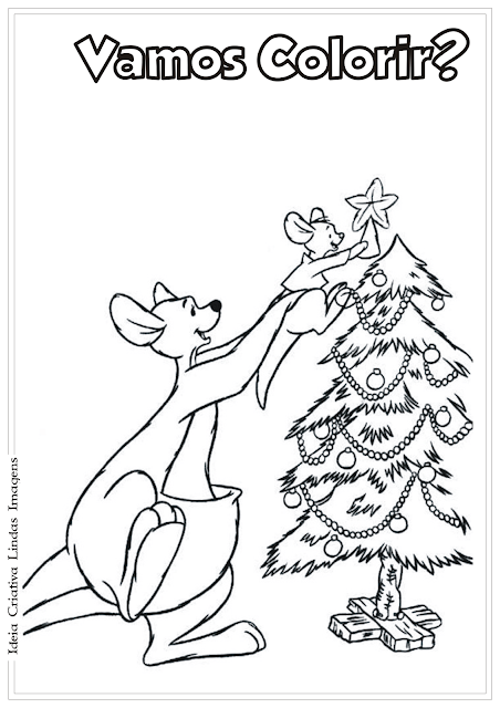 Kan Turma do Pooh desenho de Natal para colorir 