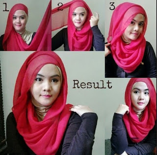 Tutorial hijab segi empat wajah bulat remaja